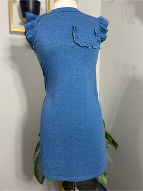 Emery Rose Blue Ruffle Sleeve Shift Dress Ruffle Pocket Women’s Small